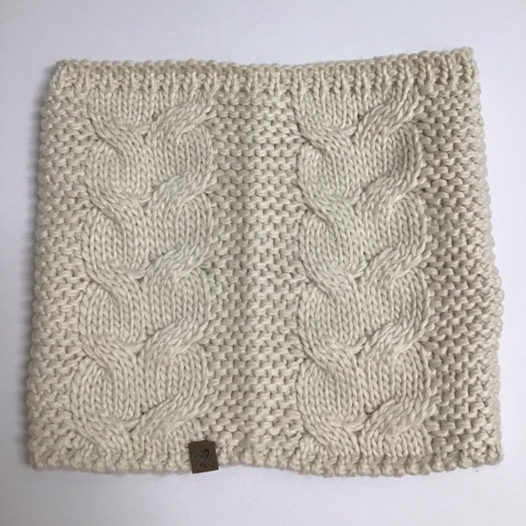 Chunky Knit Infinity Funnel Scarf Women’s Ivory Cream Thick Yarn Neck Warmer - Picture 11 of 13